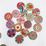 500pcs Mixed Flower Painting Round Wooden Buttons for DIY Sewing Crafting