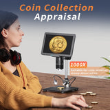 2500X HDMI Digital Microscope 3 Lens 2K Video Microscopio Camera 10.1" IPS Screen DIY Electronics Phone Repair Soldering Tools