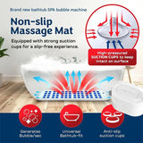 Electric Bubble Massage Mat with Heating Function Wireless Remote Control Multiple Speed Intensity Suction Cups Air Hose Home