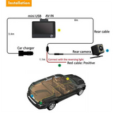 Car DVR Dashcam HD Screen 1080P 3 Lens Video Recorder Front + Interior+Rear View Camera Dash Cam 4 Inch ABS
