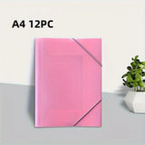 12pcs A4 Office Project Binder Large Capacity Storage Bag Elastic Cord File Bag with Elastic Closure Drawstring Document Pouch