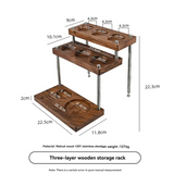 Coffee Dripper Stand Wooden Espresso Tamper Holder 3-Layer Solid Storage Rack Multi-Functional Coffee Tool Organizer