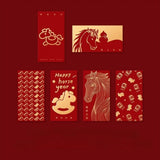 30Pcs Cute Design Horse Year Red Envelopes Creative Style Red Color Lucky Money Envelopes Small Size New Year Red Envelopes