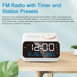 Multi-function Alarm Clock with FM Radio Rechargeable LED Digital Clock with Temperature and Humidity Display Voice Activated