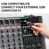 PA12 12-Channel Professional Audio Mixer Video Lighting Console MP3 Computer Input 99 Built-In Reverb Effects Audio Mixing