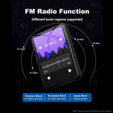 2.4'' Touch Screen Mp3 Player with BT 5.0, MP3 Player with Built-in HD Speaker FM radio and voice recording