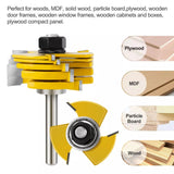 2Pcs/Set 1/4inch 1/2inch Shank Tongue & Groove Joint Assembly Router Bits Set T Shape Slot Cutter Tools For Wood Woodworking