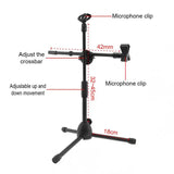 Tripod Boom Microphone Stand With Mic Clip Cell Phone And Microphone Not Included Collapsibles And Lightweight, Arms Adjustable