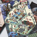 Horror Theme Cabin Scene Sticker PET 4 Scene 12 Sheets Visual Stacking Sticker Party Favor Super Large Pocket Sticker Book