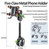 LanParte Vacuum Adsorption Five-claw Metal Car Phone Holder for Off-road Vehicle Phone Bracket Suitable for 6.1-7.2 Inch Phones