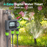Rainpoint Digital Water Timer Rain Delay 4-Zone Manual Watering Programmable Sprinkler Lawn Pool Garden Hose 3/4" Outlet Timers