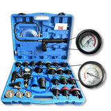 28pcs/set Car Water Tank Antifreeze Filling Sheet Metal Tool Vacuum Leak Detector Coolant Exhaust Air Sensor