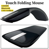 Arc-shaped Touch Folding Mouse Bluetooth/2.4G Optical Ergonomic Bluetooth Mouse 1200DPI Portable Cordless Mouse Smooth Office