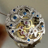 For ETA 6498 Movement Accessories 27.4mm Mechanical Silver Skeleton Hand Winding Watch Movement Replace Repair Parts 17 Jewels