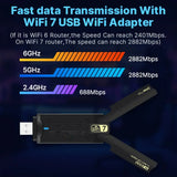 WiFi 7 USB WiFi card BE6500 6500Mbps USB3.0 802.11BE WiFi Dongle 2.4G/5G/6GHz Network Card For Win10/11 Driver Free