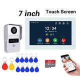 Wireless Wifi Video Doorbell System, 1080P Doorphone Door Camera, 7 Inch Touch Screen, Video Intercom 32GB SD card for Home