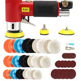 48pcs Orbit Air Sander Mini Pneumatic 1/2/3inch Grinding Machine Set for Car Polishing High Speed Air Powered Polisher Air tool