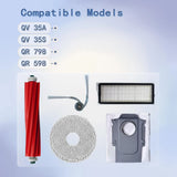 For Roborock QV 35A, QV 35S, QR 798, QR 598 Vacuum Parts Main Side Brushes Hepa Filter Mop Cloth Dust Bags