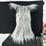 Black Wolf Mask Halloween Red Eyes Werewolf Terror Animal Fancy Headdress Costume Cosplay Props Adult Wolf Headgear Latex Masks