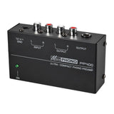 PP400 Ultra-Compact Phono Preamp Preamplifier Home Mini Audio Amplifier with RCA Interface for Turntable Tube Amplifier Speaker