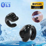 Wireless Ear Clip on Headphone TWS Earphone Single in-Ear HiFi Stereo Touch Control Sports Headset with Mic