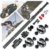 Aluminum Alloy Motorcycle Camera Mount Kit for GoPro Insta360 DJI, Heavy-Duty Anti-Theft Clamp Extendable Selfie Stick for Bike