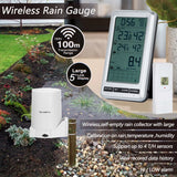 Wireless Rain Gauge 5-inch Large Diameter + Self-unloading Monitoring Temperature and Humidity Remote Warning Rainfall Monitor
