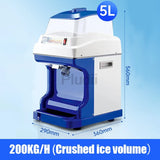 120/200 kg/h Electric Ice Shaver Branch Crusher Chopper Smoothie Blender Granizing Machine Snow Cone Cubes Shaved Maker Shredder