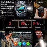 LC21 Outdoor Sports Smart Watch Men Women With LED Flashlight Compass SOS Fitness Monitor BT Calls IP68 Waterproof Smartwatch