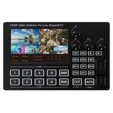 1080P 4 Channel HDMI Live Streaming Video Mixer Switch Live Broadcast Video Switcher with 5 Inch Screen Mic Line in Audio Mixing