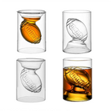 NEW ARRIVAL 4PCS Football Reversible Shot Glasses with 3D Relief Football Ball Shape Inside