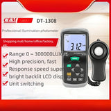 Ranlraka CEM Portable Handled Light Meter Illuminance Meter Brightness Tester Photometer Light DT-1308 300000LUX lux