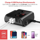 TR12 Car Lighter Triple-Evaporator With Switch Voltage Display 4 USB Car Lighter 120W Charger Reusable Easy To Use Black+Red