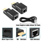 2Pcs 60M -Compatible Extender Rj45 Cat6 Cable 1080P Ethernet Extender Video Transmitter Adapter