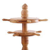 11 Pin Chinese Brush Penholder Calligraphy Rack Round Wooden