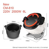 2000W Intelligent Automatic Stir Frying Machine Household Electric Cooking Wok Pot Non-stick Multifunctional Cooker Pot 220V 6L