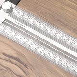 Stainless Steel High-Precision Scale Ruler T-Type Hole Ruler Right Angle Ruler Multifunctional Woodworking Scribing Mark Line