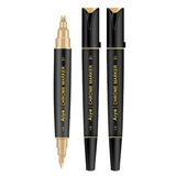 NEW ARRIVAL 3 Pack Dual Tip Liquid Gold Chrome Markers, Permanent Shiny Gold Marker Pen for Most Surfaces, Golden Metallic