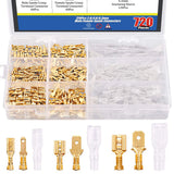 720Pcs 2.8mm 4.8mm 6.3mm Male and Female Wire Spade Connector and Insulating Sleeve Assortment Kit Copper Wire Crimp Terminal