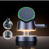 For IPhone 16 Pro Max 4 in 1 Wireless Charging Station Cube with Night-Lamp for MagSafe Charger for Apple IWatch Ultra, Airpods