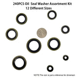 240pcs/Box M6-M30 High Press Hydralic Rubber Oil Pip Bonded Washer Metal Drain Plug Gasket Fit Combined Automotive Sealing Ring