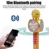 WS1816 Wireless Karaoke Microphone Bluetooth Handheld Speaker Home Birthday Party Player with LED Lights for Kids Singing