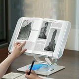 Adjustable 360° Rotatable Metal Book Stand for Reading/Laptop/Art, 10KG Heavy-Duty, 34.5cm Wide Panel, Ergonomic Design