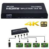 4K 60Hz HDMI Splitter 1x4 Video Splitter HDMI2.0 3D 1 in 4 Out Same Display Video Converter for PS4 Camera PC To TV Projector