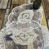NEW ARRIVAL 2Pcs Vintage Oval Lace Table Placemats Exquisite Flower Embroidered Doilies Vase Mat 12.2 X 16.9 Inch