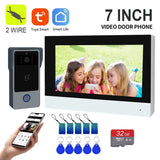 New Tuya Smart 2-wired Doorbell Wifi Video Intercom System with APP Remote IC Card Unlock 1080P 7inch Touch Screen