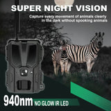 Willfine T200 AI-Powered 4G 2K Cloud Storage Wildlife Trail Camera Photo Traps with 940nm No Glow LEDS App Control for Hunting