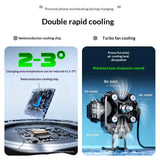 Motorcycle Phone Holder with Cooling Fan 15W Qi Wireless Charging 36W USB-C Fast Charge Anti-Vibration Aluminum Bike Mount