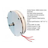 High efficiency 300W small low-speed low resistance disc type ironless three-phase AC permanent magnet generator