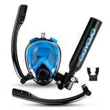 Diving Tank with Snorkel Mask 0.5L Mini Scuba Portable Lungs Oxygen Cylinder Full Face Diving Mask Underwater Breath System